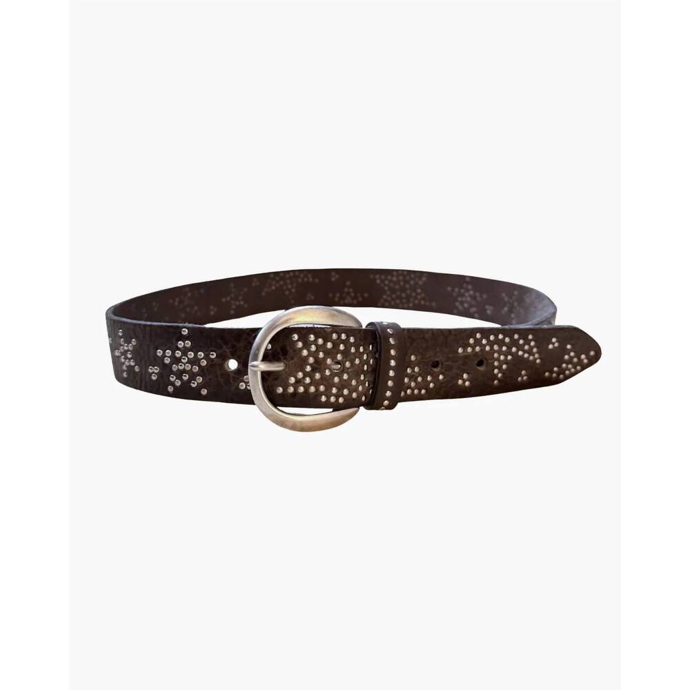NEW B.BELT women's starleen leather belt in anthracite silver